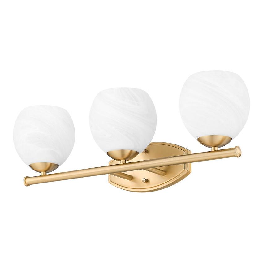 Z-Lite Colette 24" 3-Light Modern Gold Steel Frame Feathered White Glass Shade Vanity Light