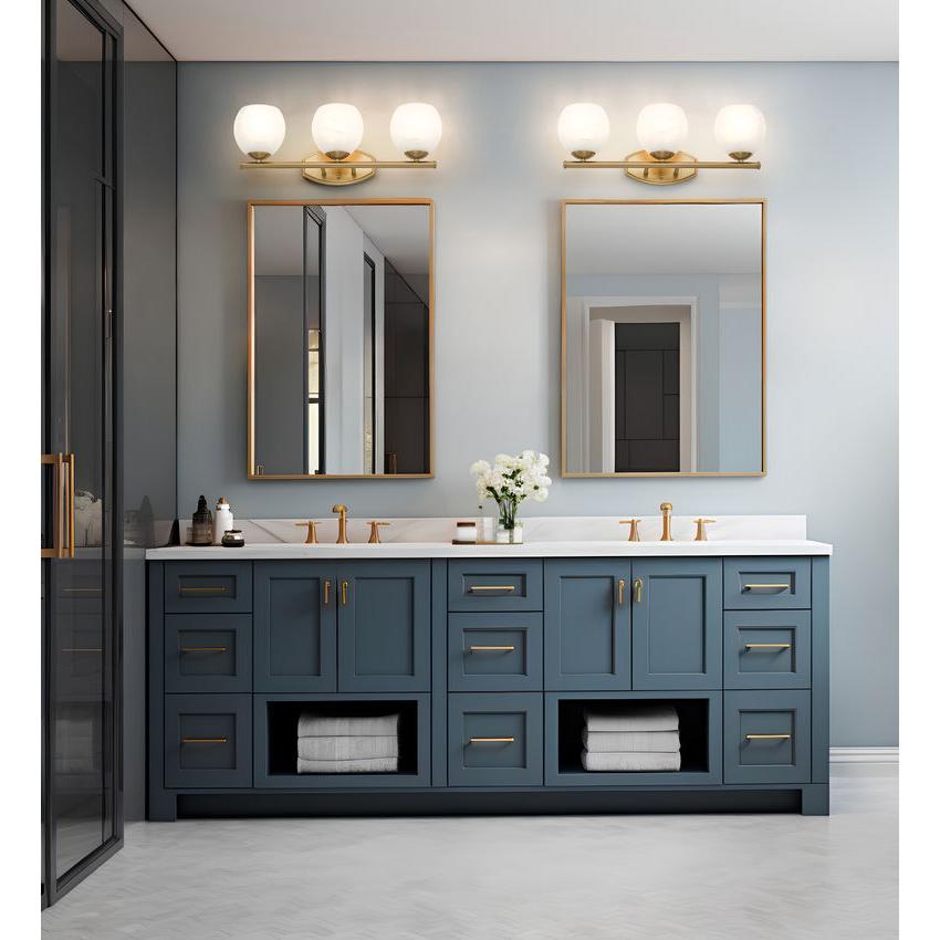 Z-Lite Colette 24" 3-Light Modern Gold Steel Frame Feathered White Glass Shade Vanity Light