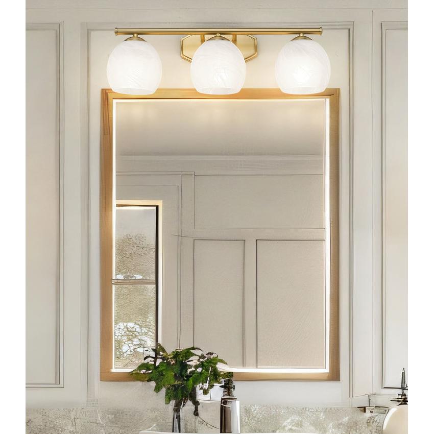 Z-Lite Colette 24" 3-Light Modern Gold Steel Frame Feathered White Glass Shade Vanity Light