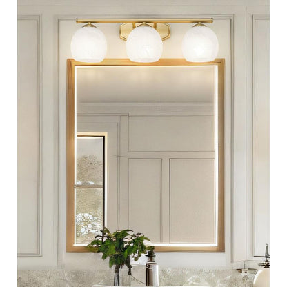 Z-Lite Colette 24" 3-Light Modern Gold Steel Frame Feathered White Glass Shade Vanity Light