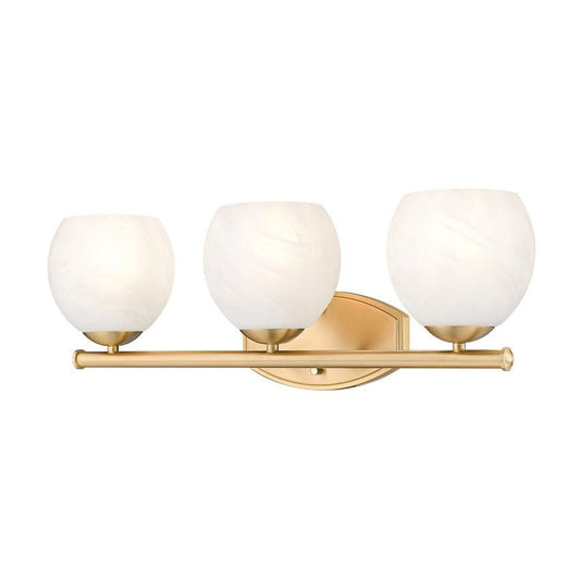 Z-Lite Colette 24" 3-Light Modern Gold Steel Frame Feathered White Glass Shade Vanity Light