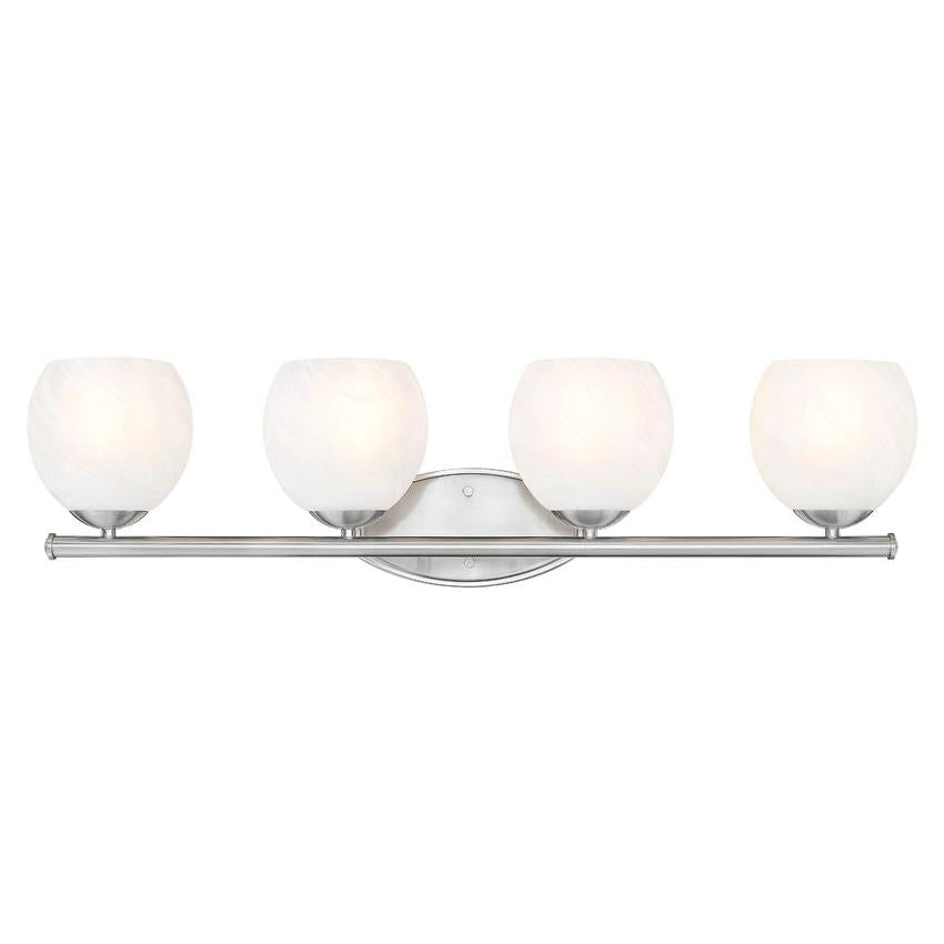 Z-Lite Colette 32" 4-Light Brushed Nickel Steel Frame Feathered White Glass Shade Vanity Light