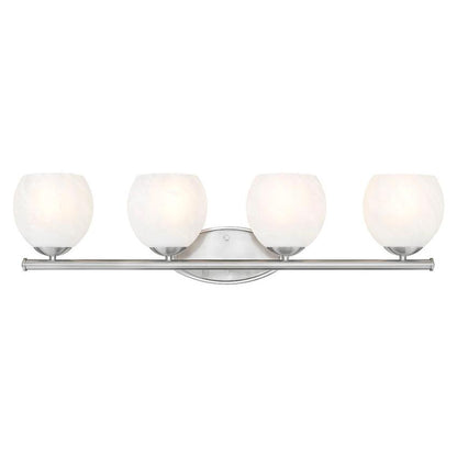 Z-Lite Colette 32" 4-Light Brushed Nickel Steel Frame Feathered White Glass Shade Vanity Light