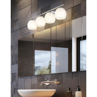 Z-Lite Colette 32" 4-Light Brushed Nickel Steel Frame Feathered White Glass Shade Vanity Light