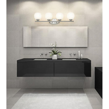 Z-Lite Colette 32" 4-Light Brushed Nickel Steel Frame Feathered White Glass Shade Vanity Light
