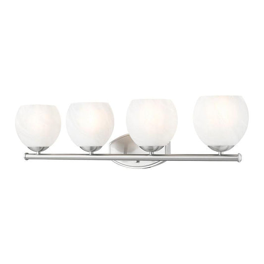 Z-Lite Colette 32" 4-Light Brushed Nickel Steel Frame Feathered White Glass Shade Vanity Light