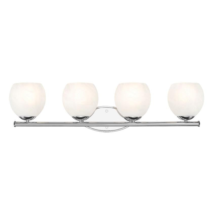 Z-Lite Colette 32" 4-Light Chrome Steel Frame Feathered White Glass Shade Vanity Light