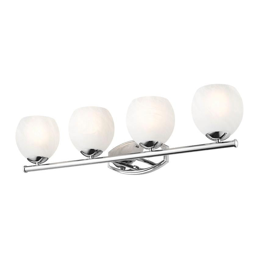 Z-Lite Colette 32" 4-Light Chrome Steel Frame Feathered White Glass Shade Vanity Light