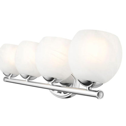 Z-Lite Colette 32" 4-Light Chrome Steel Frame Feathered White Glass Shade Vanity Light