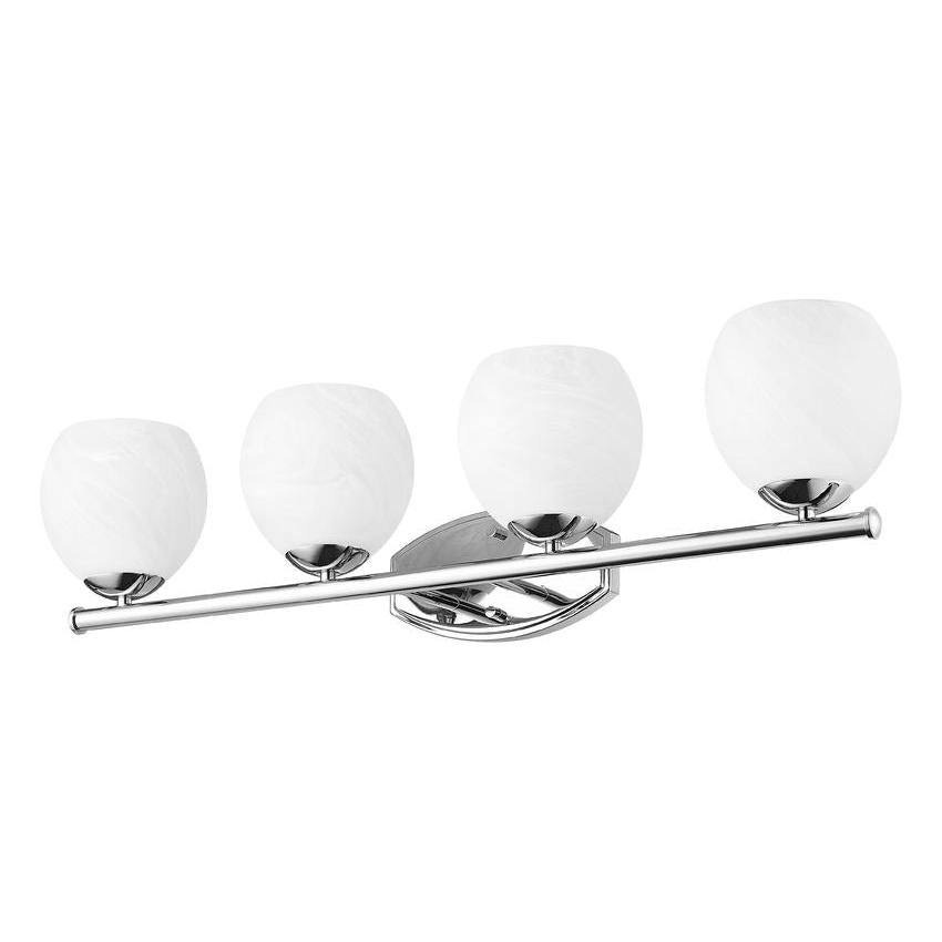 Z-Lite Colette 32" 4-Light Chrome Steel Frame Feathered White Glass Shade Vanity Light