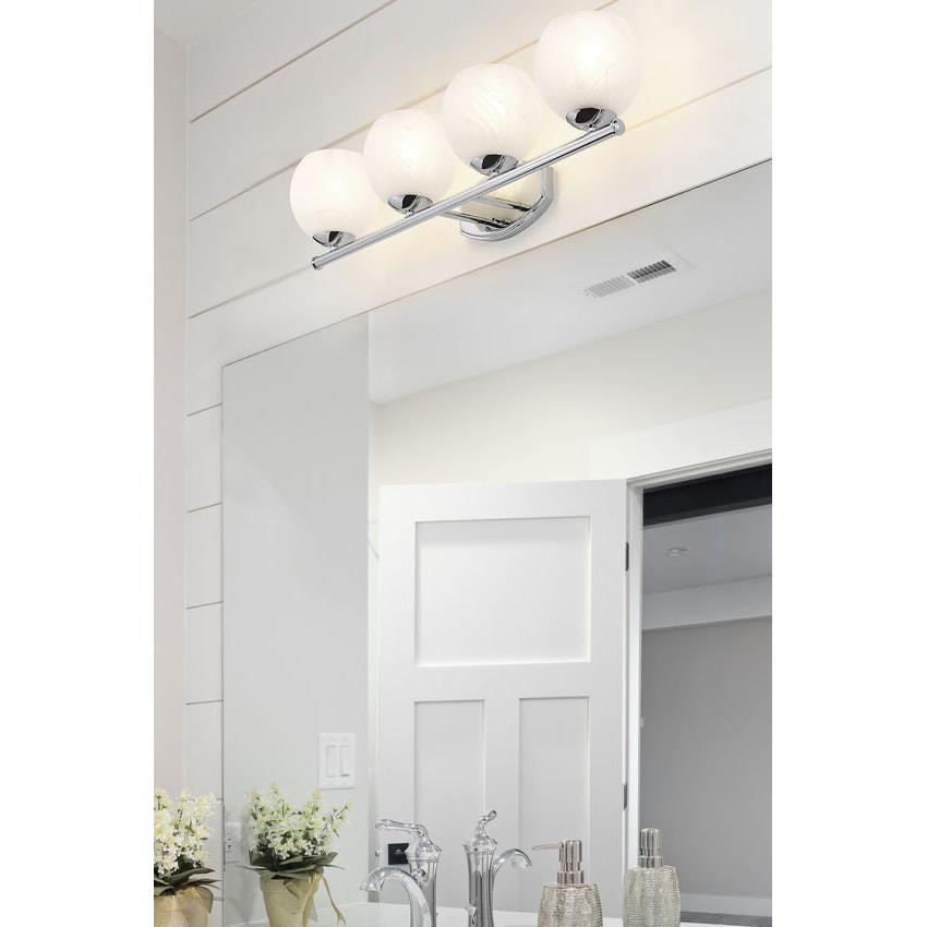Z-Lite Colette 32" 4-Light Chrome Steel Frame Feathered White Glass Shade Vanity Light