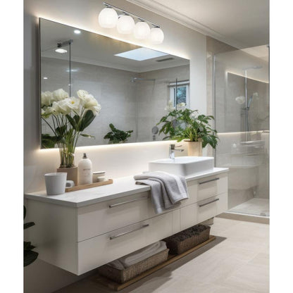 Z-Lite Colette 32" 4-Light Chrome Steel Frame Feathered White Glass Shade Vanity Light