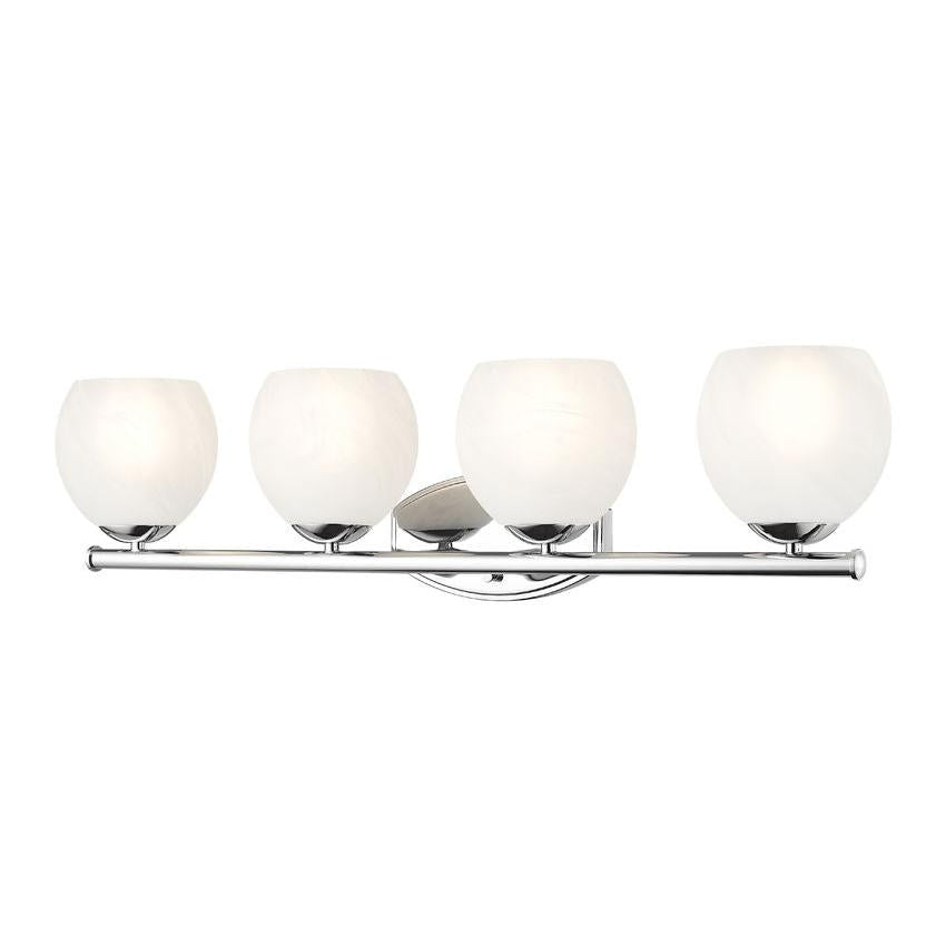 Z-Lite Colette 32" 4-Light Chrome Steel Frame Feathered White Glass Shade Vanity Light