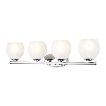 Z-Lite Colette 32" 4-Light Chrome Steel Frame Feathered White Glass Shade Vanity Light