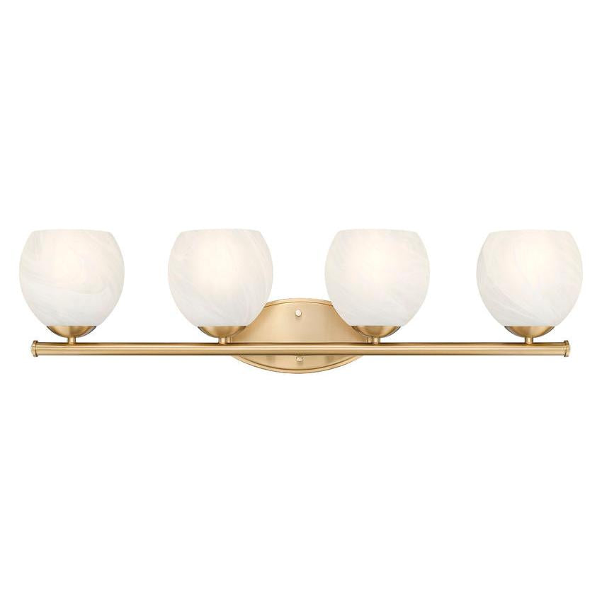 Z-Lite Colette 32" 4-Light Modern Gold Steel Frame Feathered White Glass Shade Vanity Light