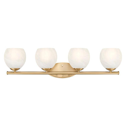 Z-Lite Colette 32" 4-Light Modern Gold Steel Frame Feathered White Glass Shade Vanity Light