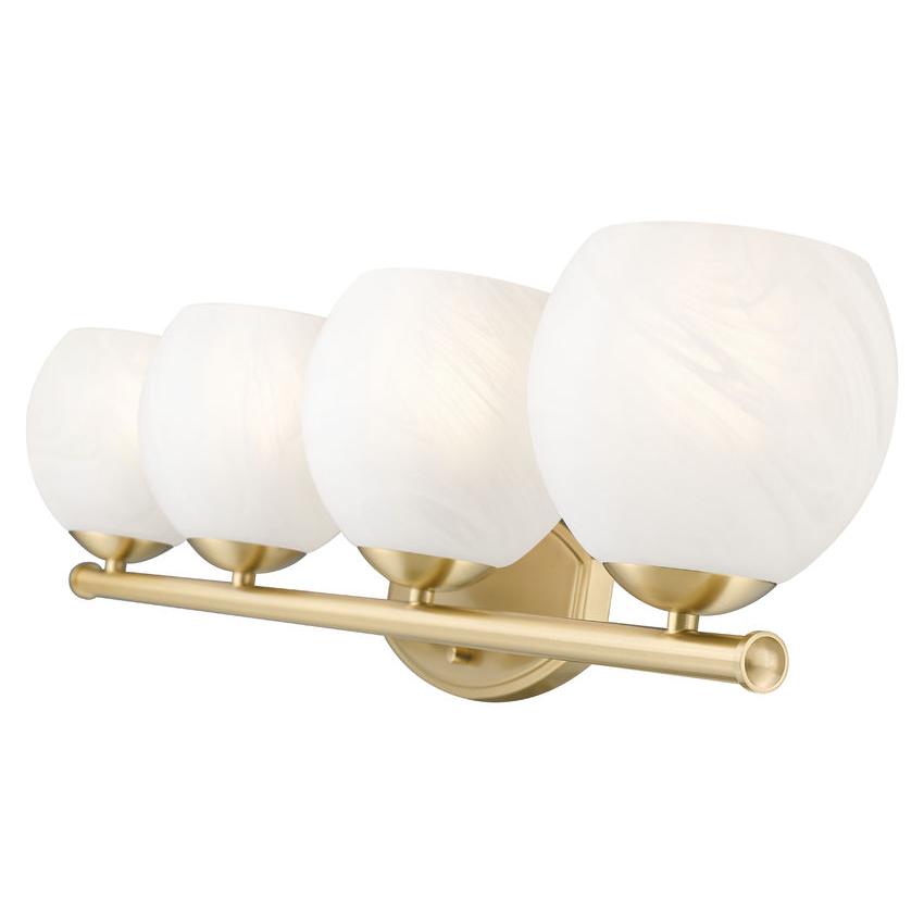 Z-Lite Colette 32" 4-Light Modern Gold Steel Frame Feathered White Glass Shade Vanity Light