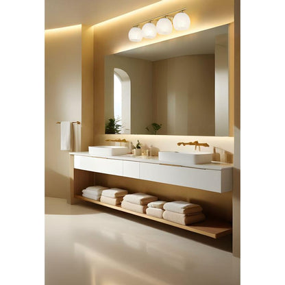 Z-Lite Colette 32" 4-Light Modern Gold Steel Frame Feathered White Glass Shade Vanity Light