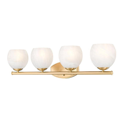 Z-Lite Colette 32" 4-Light Modern Gold Steel Frame Feathered White Glass Shade Vanity Light