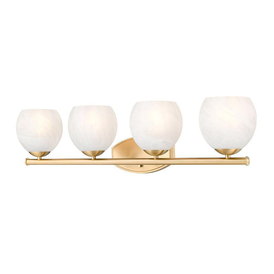 Z-Lite Colette 32" 4-Light Modern Gold Steel Frame Feathered White Glass Shade Vanity Light