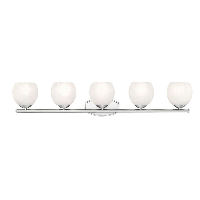 Z-Lite Colette 42" 5-Light Brushed Nickel Steel Frame Feathered White Glass Shade Vanity Light
