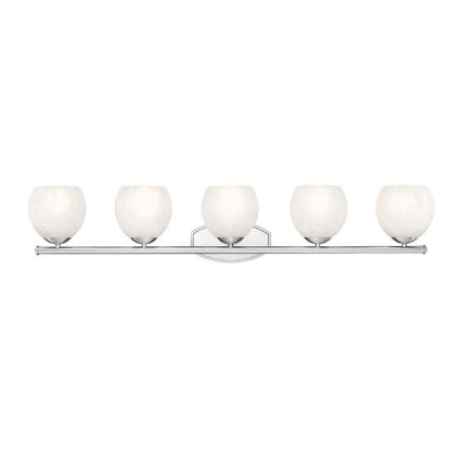 Z-Lite Colette 42" 5-Light Brushed Nickel Steel Frame Feathered White Glass Shade Vanity Light