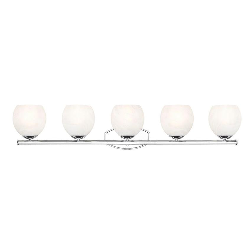 Z-Lite Colette 42" 5-Light Chrome Steel Frame Feathered White Glass Shade Vanity Light