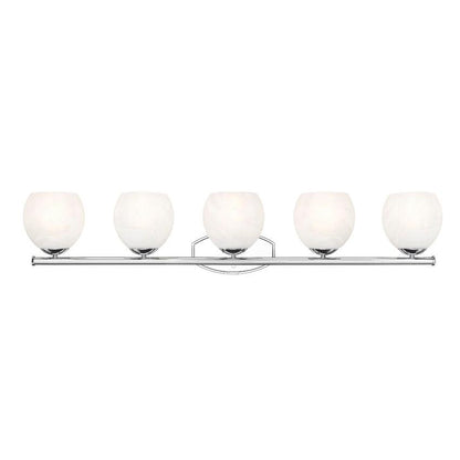 Z-Lite Colette 42" 5-Light Chrome Steel Frame Feathered White Glass Shade Vanity Light