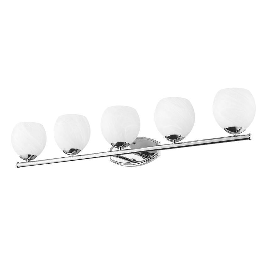 Z-Lite Colette 42" 5-Light Chrome Steel Frame Feathered White Glass Shade Vanity Light