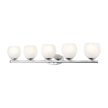 Z-Lite Colette 42" 5-Light Chrome Steel Frame Feathered White Glass Shade Vanity Light