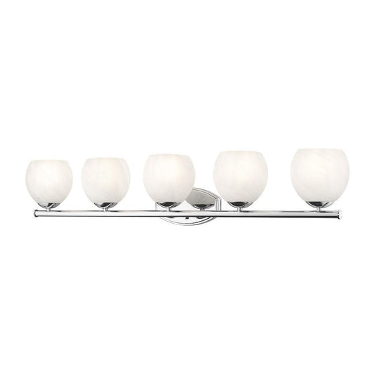 Z-Lite Colette 42" 5-Light Chrome Steel Frame Feathered White Glass Shade Vanity Light