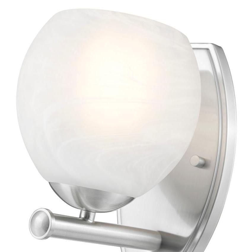 Z-Lite Colette 8" 1-Light Brushed Nickel Steel Frame Feathered White Glass Shade Wall Sconce
