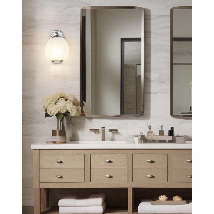 Z-Lite Colette 8" 1-Light Brushed Nickel Steel Frame Feathered White Glass Shade Wall Sconce