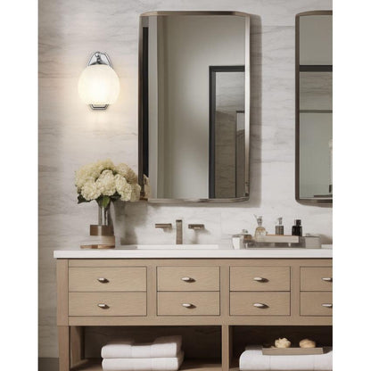 Z-Lite Colette 8" 1-Light Brushed Nickel Steel Frame Feathered White Glass Shade Wall Sconce