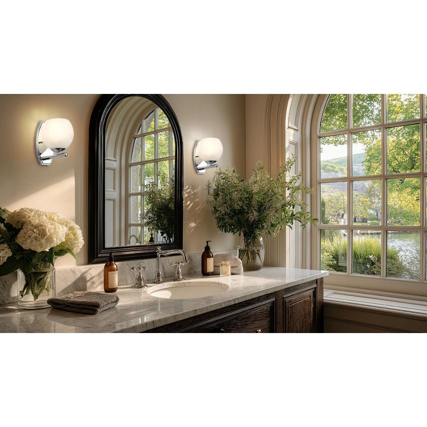 Z-Lite Colette 8" 1-Light Chrome Steel Frame Feathered White Glass Shade Wall Sconce