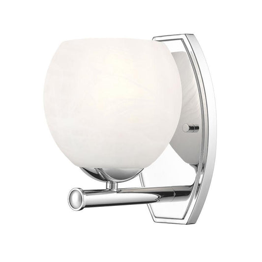 Z-Lite Colette 8" 1-Light Chrome Steel Frame Feathered White Glass Shade Wall Sconce