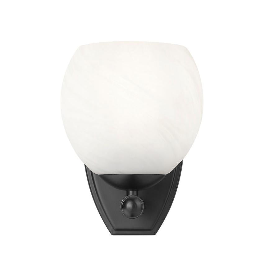 Z-Lite Colette 8" 1-Light Matte Black Steel Frame Feathered White Glass Shade Wall Sconce