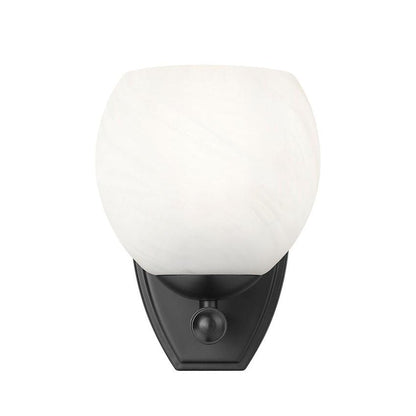 Z-Lite Colette 8" 1-Light Matte Black Steel Frame Feathered White Glass Shade Wall Sconce