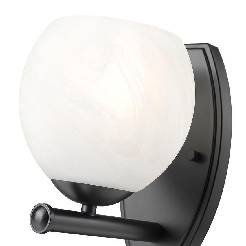 Z-Lite Colette 8" 1-Light Matte Black Steel Frame Feathered White Glass Shade Wall Sconce