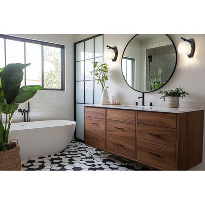 Z-Lite Colette 8" 1-Light Matte Black Steel Frame Feathered White Glass Shade Wall Sconce