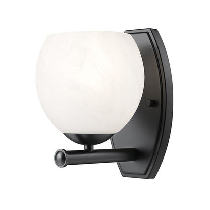 Z-Lite Colette 8" 1-Light Matte Black Steel Frame Feathered White Glass Shade Wall Sconce