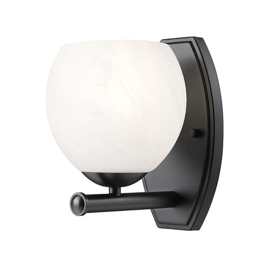 Z-Lite Colette 8" 1-Light Matte Black Steel Frame Feathered White Glass Shade Wall Sconce