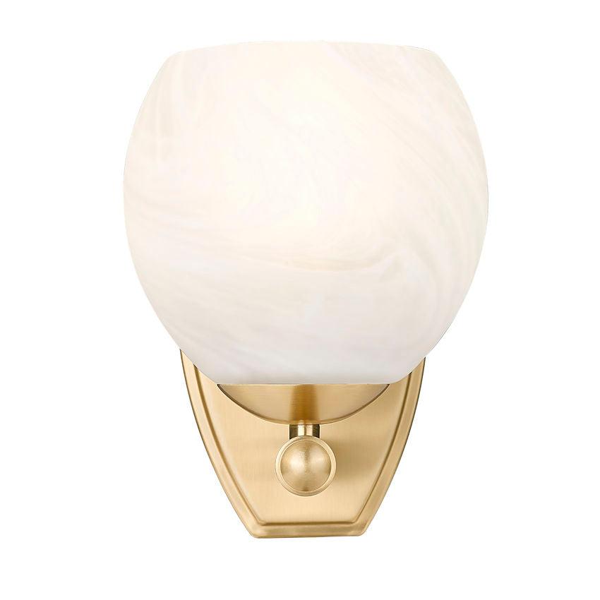 Z-Lite Colette 8" 1-Light Modern Gold Steel Frame Feathered White Glass Shade Wall Sconce