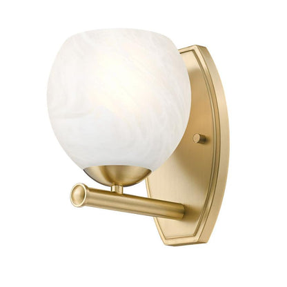 Z-Lite Colette 8" 1-Light Modern Gold Steel Frame Feathered White Glass Shade Wall Sconce