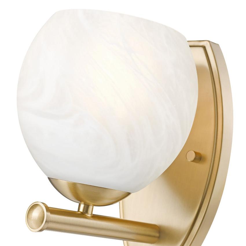 Z-Lite Colette 8" 1-Light Modern Gold Steel Frame Feathered White Glass Shade Wall Sconce