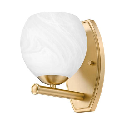 Z-Lite Colette 8" 1-Light Modern Gold Steel Frame Feathered White Glass Shade Wall Sconce