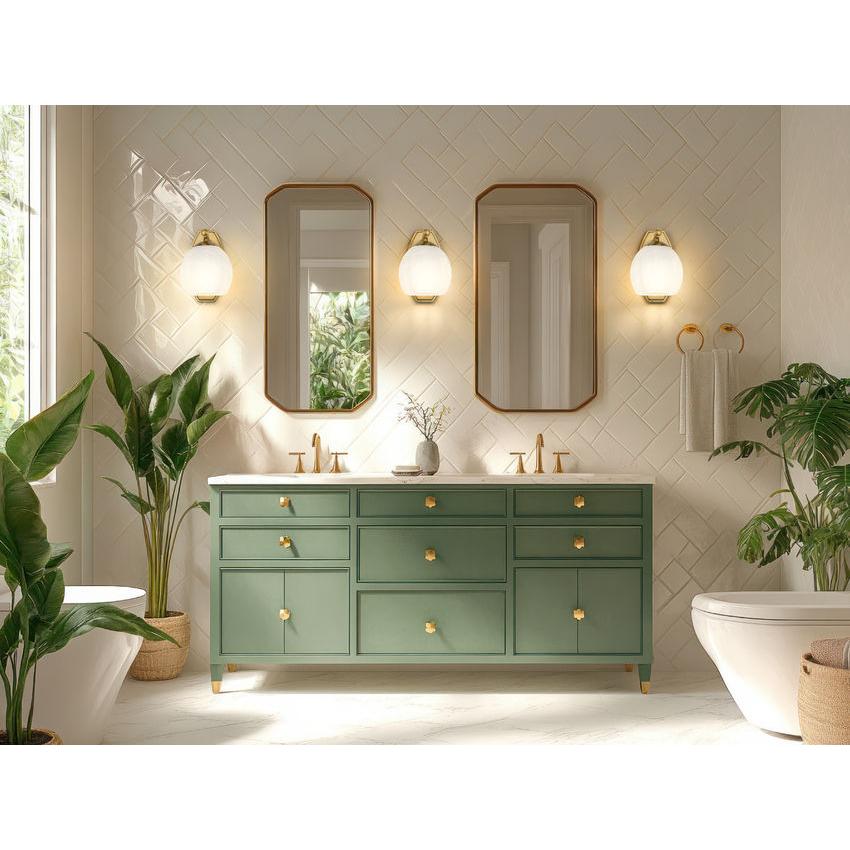 Z-Lite Colette 8" 1-Light Modern Gold Steel Frame Feathered White Glass Shade Wall Sconce