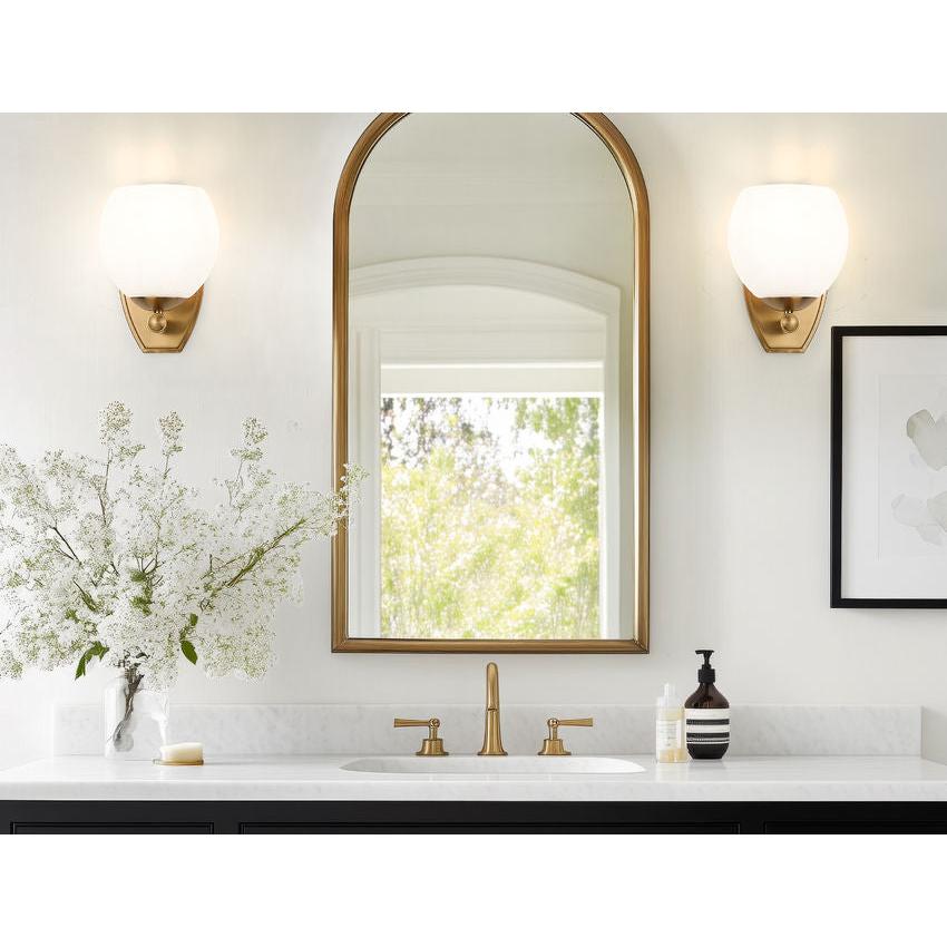 Z-Lite Colette 8" 1-Light Modern Gold Steel Frame Feathered White Glass Shade Wall Sconce