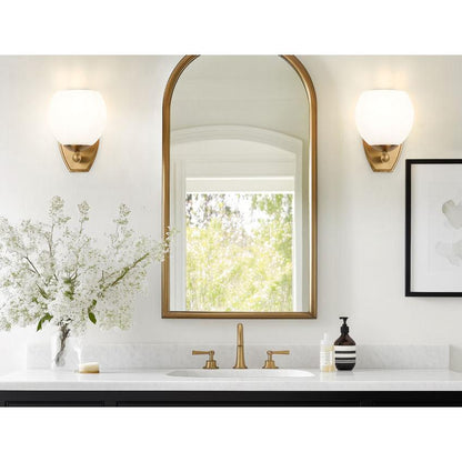 Z-Lite Colette 8" 1-Light Modern Gold Steel Frame Feathered White Glass Shade Wall Sconce