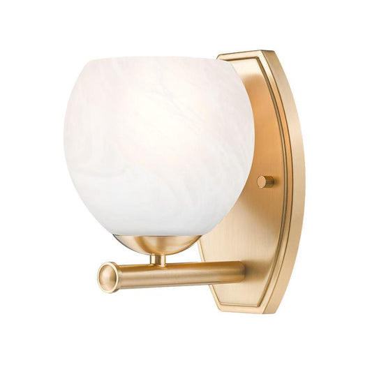 Z-Lite Colette 8" 1-Light Modern Gold Steel Frame Feathered White Glass Shade Wall Sconce